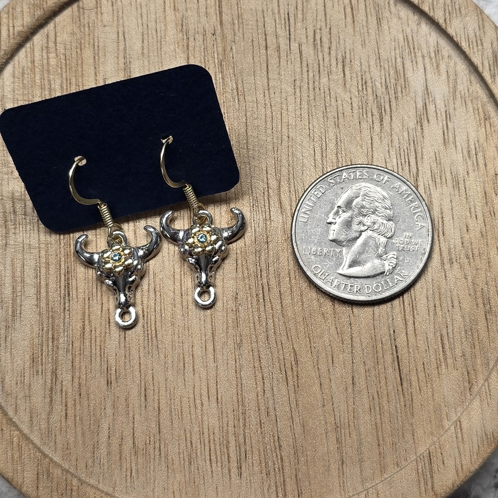 Silver Bull Skull Earrings